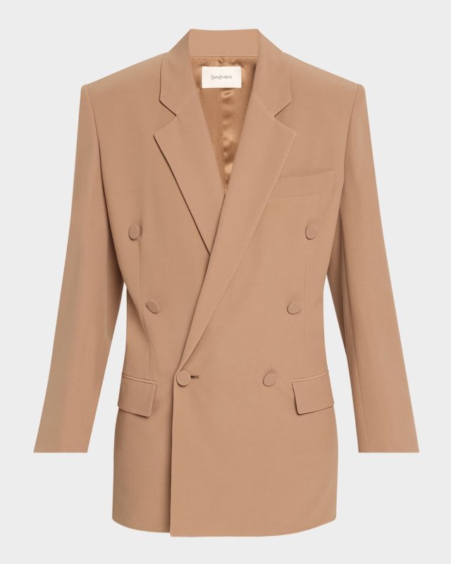 Double-Breasted Silk Wrap Blazer
